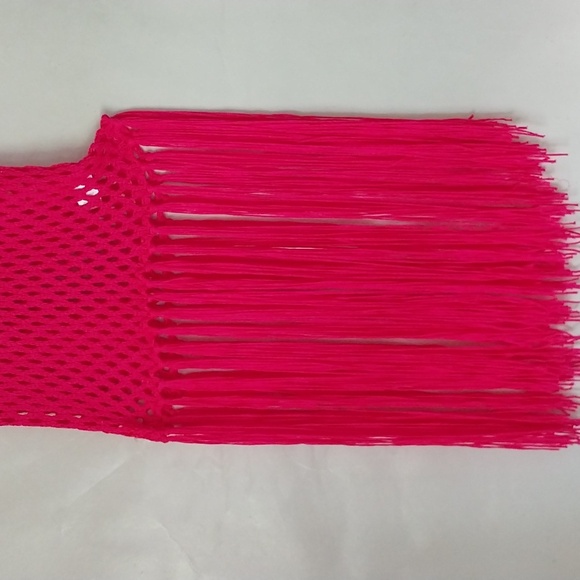 Lumiere Hippie Vest Fringe Top Crocheted Pink  Size Large - Picture 10 of 13